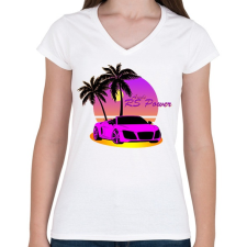 PRINTFASHION Vice City - Audi - Női V-nyakú póló - Fehér női póló