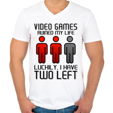 PRINTFASHION Video Games ruined my life - Luckily I have two left - Férfi V-nyakú póló - Fehér