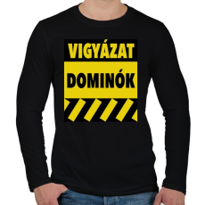 PRINTFASHION Vigyázat dominók! - Férfi hosszú ujjú póló - Fekete