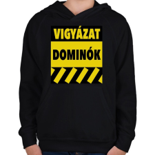PRINTFASHION Vigyázat dominók! - Gyerek kapucnis pulóver - Fekete gyerek pulóver, kardigán