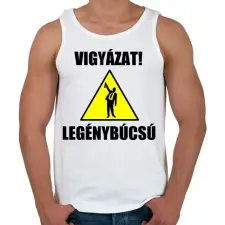 PRINTFASHION Vigyázat legénybúcsú - Férfi atléta - Fehér atléta, trikó