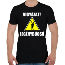 PRINTFASHION Vigyázat legénybúcsú - Férfi póló - Fekete férfi póló