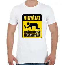 PRINTFASHION Vigyázat legénybúcsú folyamatban - Férfi póló - Fehér férfi póló