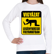 PRINTFASHION Vigyázat legénybúcsú folyamatban - Női pulóver - Fehér női pulóver, kardigán