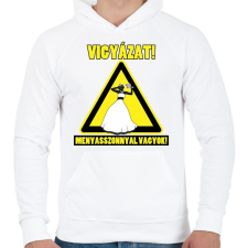 PRINTFASHION Vigyázat! Menyasszonnyal vagyok! - Férfi kapucnis pulóver - Fehér női pulóver, kardigán