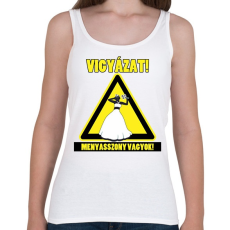 PRINTFASHION Vigyázat! Menyasszony vagyok! - Női atléta - Fehér
