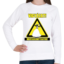 PRINTFASHION Vigyázat! Menyasszony vagyok! - Női pulóver - Fehér női pulóver, kardigán