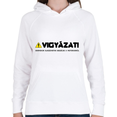 PRINTFASHION vigyazat - Női kapucnis pulóver - Fehér