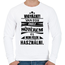 PRINTFASHION VIGYÁZAT! Van egy őrült nővérem és... - Férfi pulóver - Fehér