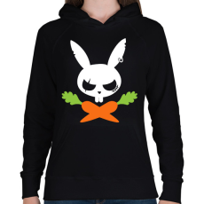 PRINTFASHION Vigyázz! Nyuszi! - Női kapucnis pulóver - Fekete