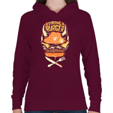 PRINTFASHION Viking Burger - Női kapucnis pulóver - Bordó női pulóver, kardigán