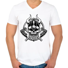PRINTFASHION Viking  - Férfi V-nyakú póló - Fehér