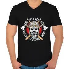 PRINTFASHION viking - Férfi V-nyakú póló - Fekete férfi póló