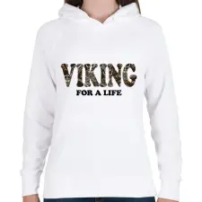 PRINTFASHION Viking for a life - Női kapucnis pulóver - Fehér női pulóver, kardigán