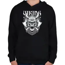 PRINTFASHION viking - Gyerek kapucnis pulóver - Fekete gyerek pulóver, kardigán