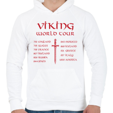 PRINTFASHION Viking world tour - Férfi kapucnis pulóver - Fehér férfi pulóver, kardigán