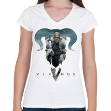 PRINTFASHION Vikings - Női V-nyakú póló - Fehér