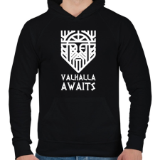 PRINTFASHION Vikings Valhalla - Férfi kapucnis pulóver - Fekete férfi pulóver, kardigán