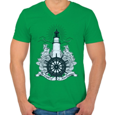 PRINTFASHION Világítótorony - Férfi V-nyakú póló - Zöld férfi póló