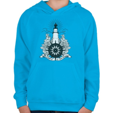 PRINTFASHION Világítótorony - Gyerek kapucnis pulóver - Azúrkék