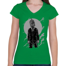 PRINTFASHION Világketrec - Női V-nyakú póló - Zöld