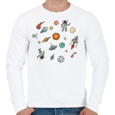 PRINTFASHION Világűr - űrhajós- rakéta - Férfi pulóver - Fehér férfi pulóver, kardigán