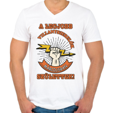 PRINTFASHION Villanyszerelő március - Férfi V-nyakú póló - Fehér férfi póló