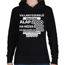 PRINTFASHION Villanyszerelő óradíjak - Női kapucnis pulóver - Fekete