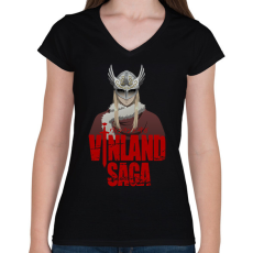 PRINTFASHION Vinland Saga - Canute - Női V-nyakú póló - Fekete