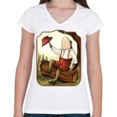 PRINTFASHION Vintage béka - Női V-nyakú póló - Fehér
