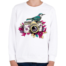 PRINTFASHION Vintage fotós virágokkal - Gyerek pulóver - Fehér gyerek pulóver, kardigán