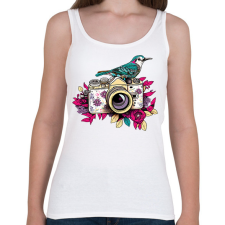 PRINTFASHION Vintage fotós virágokkal - Női atléta - Fehér női trikó