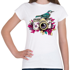 PRINTFASHION Vintage fotós virágokkal - Női póló - Fehér női póló