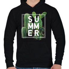 PRINTFASHION Vintage kaktusz - Férfi kapucnis pulóver - Fekete