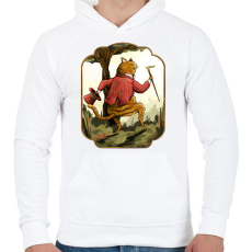PRINTFASHION Vintage macska - Férfi kapucnis pulóver - Fehér