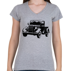 PRINTFASHION Vintage truck - Női V-nyakú póló - Sport szürke