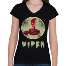 PRINTFASHION viper - Női V-nyakú póló - Fekete női póló