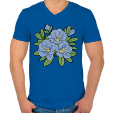 PRINTFASHION Virág - Férfi V-nyakú póló - Királykék férfi póló