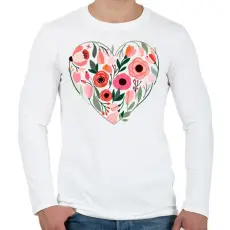 PRINTFASHION Virág szív - Férfi hosszú ujjú póló - Fehér