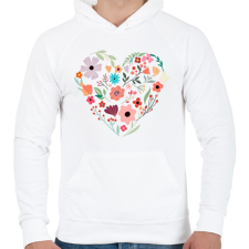 PRINTFASHION Virág szív - Férfi kapucnis pulóver - Fehér női pulóver, kardigán
