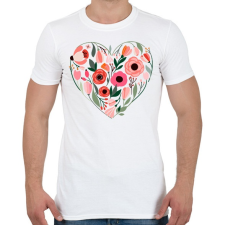 PRINTFASHION Virág szív - Férfi póló - Fehér férfi póló