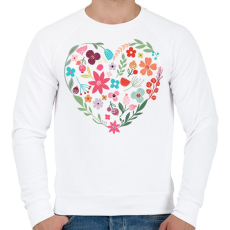 PRINTFASHION Virág szív - Férfi pulóver - Fehér