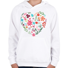 PRINTFASHION Virág szív - Gyerek kapucnis pulóver - Fehér gyerek pulóver, kardigán