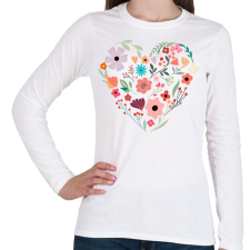 PRINTFASHION Virág szív - Női hosszú ujjú póló - Fehér női póló