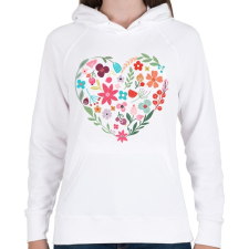 PRINTFASHION Virág szív - Női kapucnis pulóver - Fehér női pulóver, kardigán