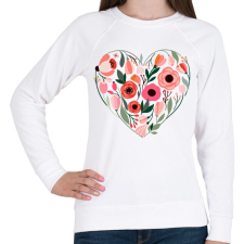 PRINTFASHION Virág szív - Női pulóver - Fehér női pulóver, kardigán