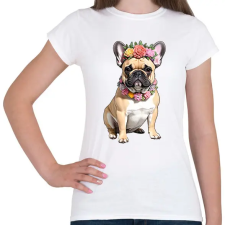 PRINTFASHION virágkoszorús francia buci - Női póló - Fehér női póló