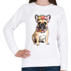 PRINTFASHION virágkoszorús francia buci - Női pulóver - Fehér