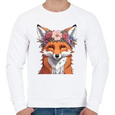 PRINTFASHION virágkoszorús róka - Férfi pulóver - Fehér