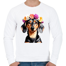 PRINTFASHION virágkoszorús tacsi - Férfi pulóver - Fehér férfi pulóver, kardigán